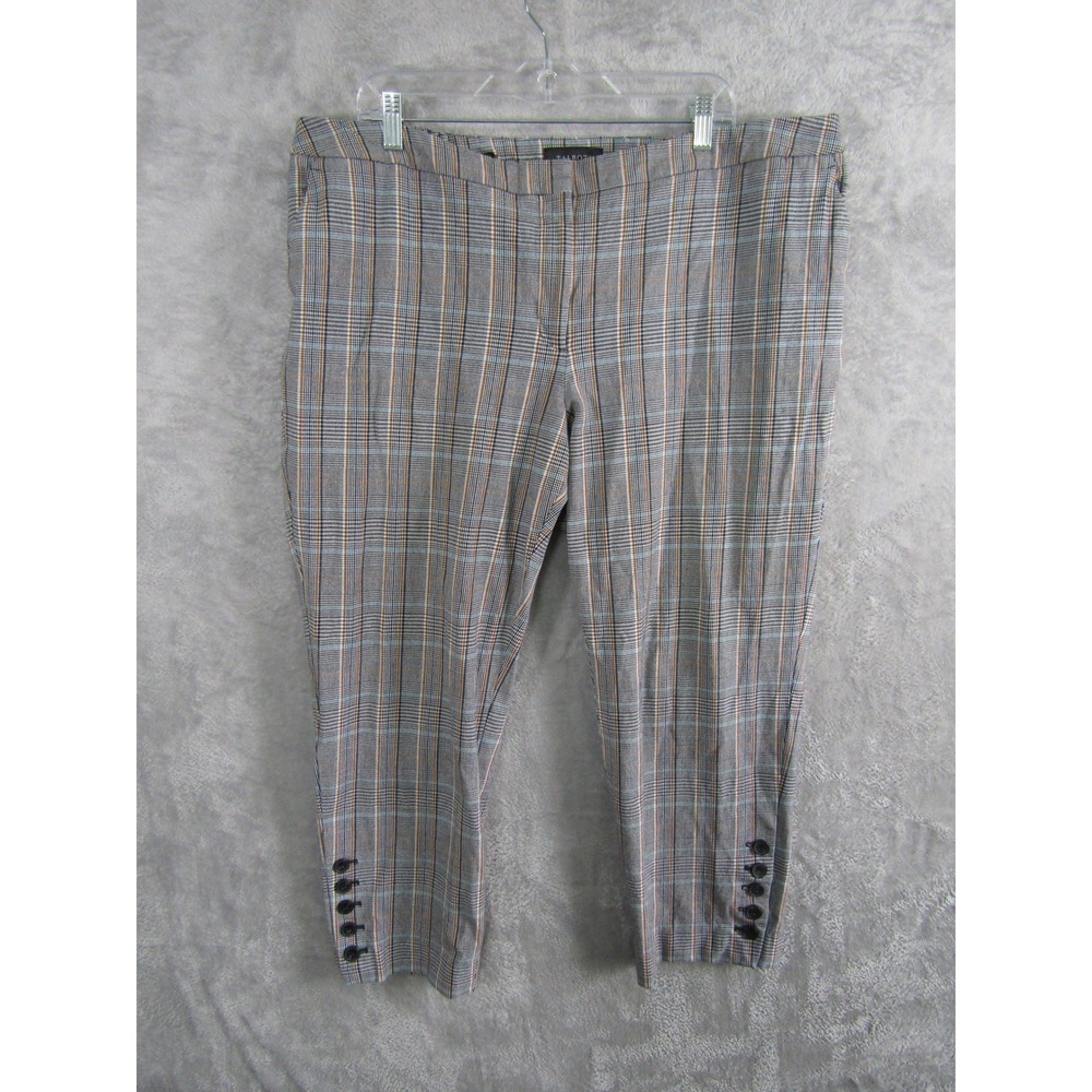 Talbots Plaid Ankle Pants Womens 20W Gray‎ Blue Glen Check Button Cuff Excellent